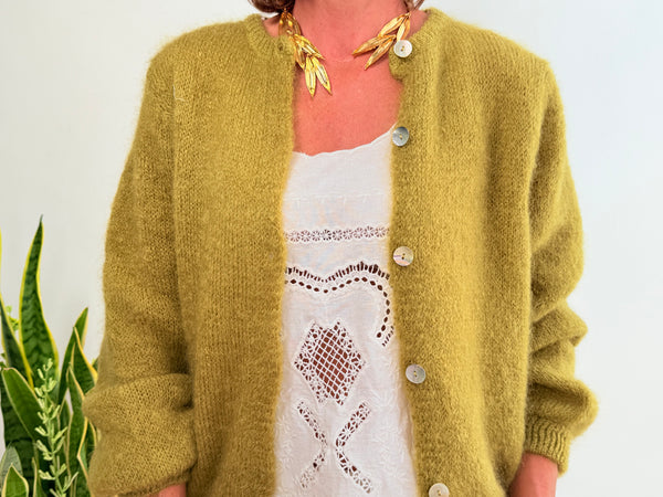 ANAÏS MOHAIR CARDIGAN - PISTACHO
