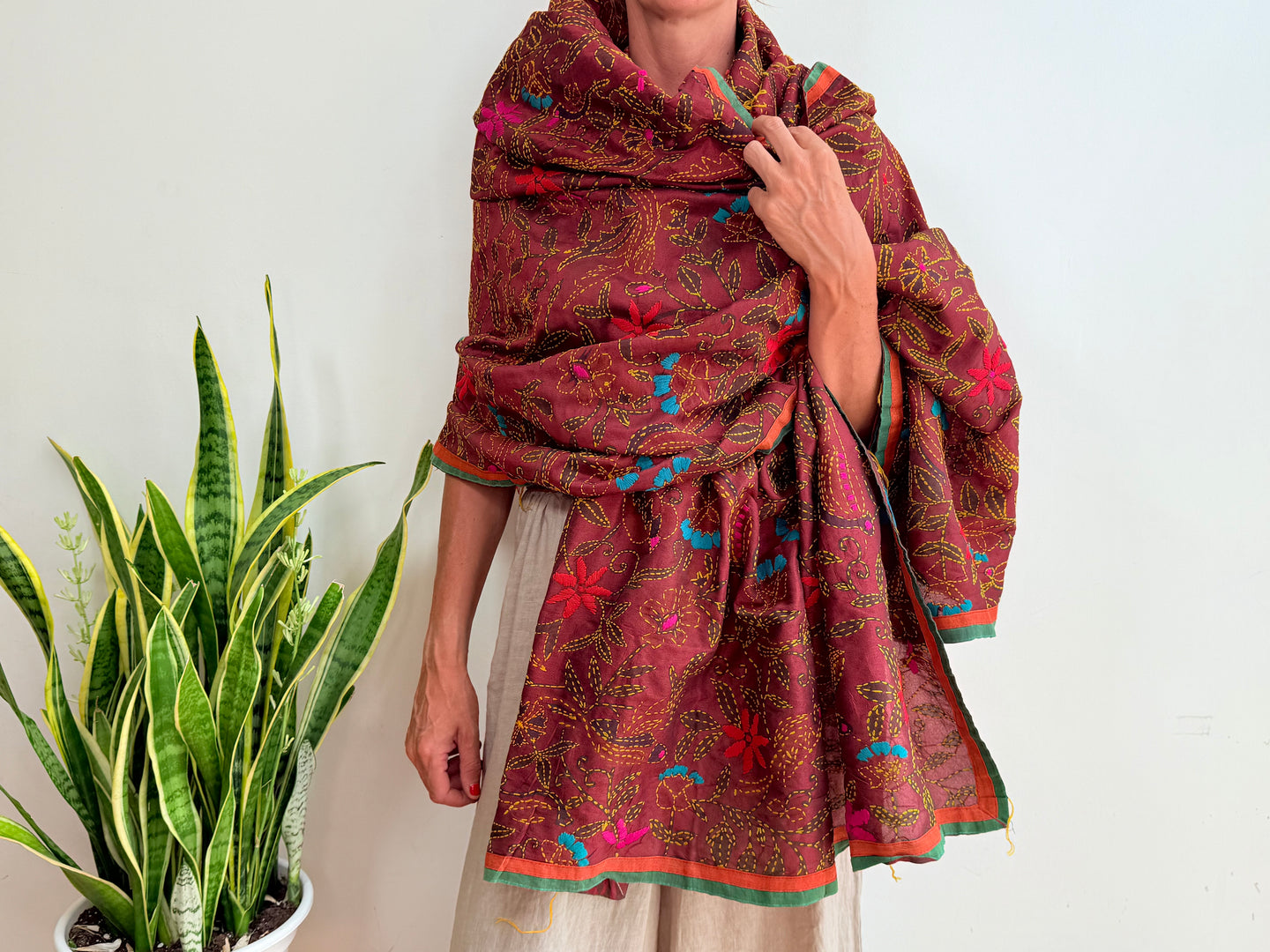 EMBROIDERY SILK SCARF 27