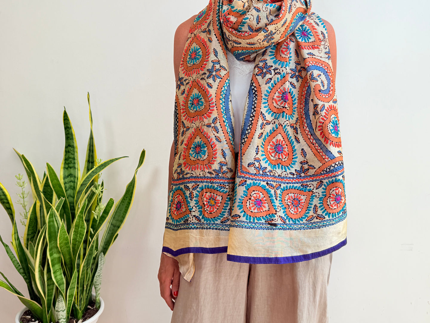EMBROIDERY SILK SCARF 28