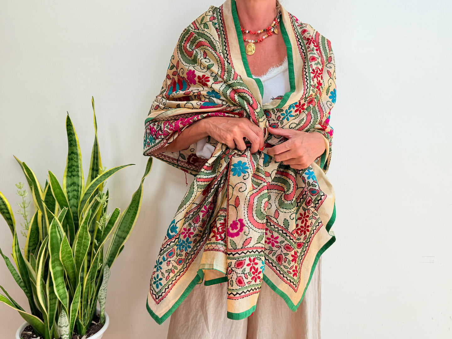 EMBROIDERY SILK SCARF 29