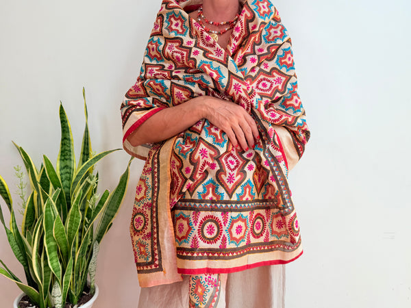 EMBROIDERY SILK SCARF 35