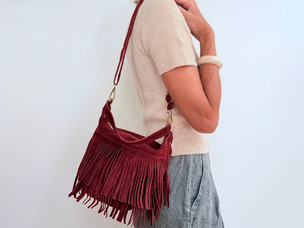 FRINGE BAG - BURGUNDY