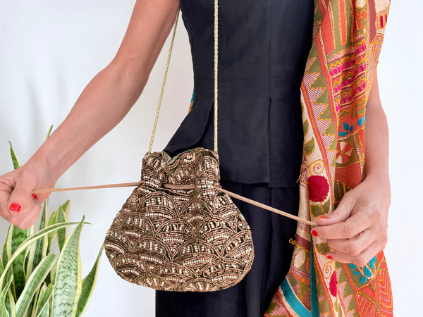 BOMBAY VELVET BAG - GREEN