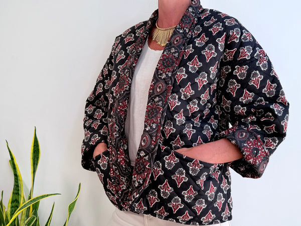 MINI BLOCK PRINT JACKET - BLACK