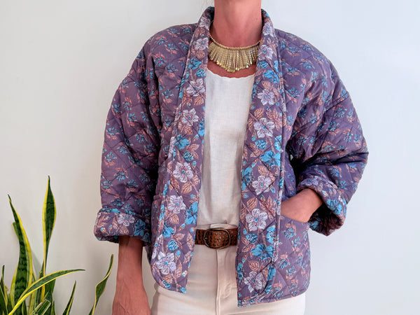 MINI BLOCK PRINT JACKET - PURPLE