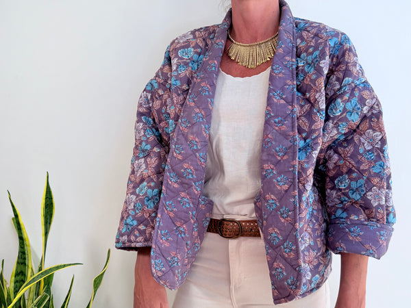 MINI BLOCK PRINT JACKET - PURPLE