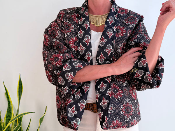 MINI BLOCK PRINT JACKET - BLACK