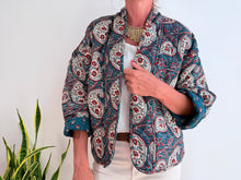Cargar imagen en el visor de la galería, MINI BLOCK PRINT JACKET - BLUE
