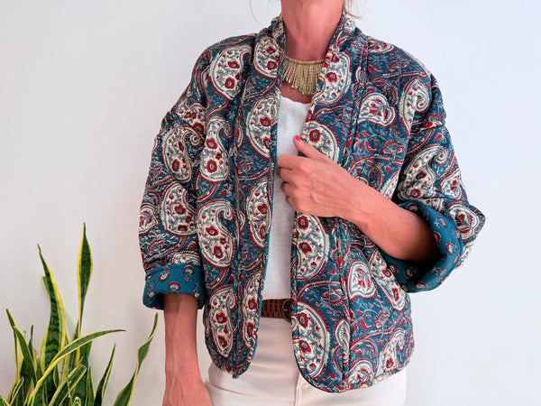MINI BLOCK PRINT JACKET - BLUE