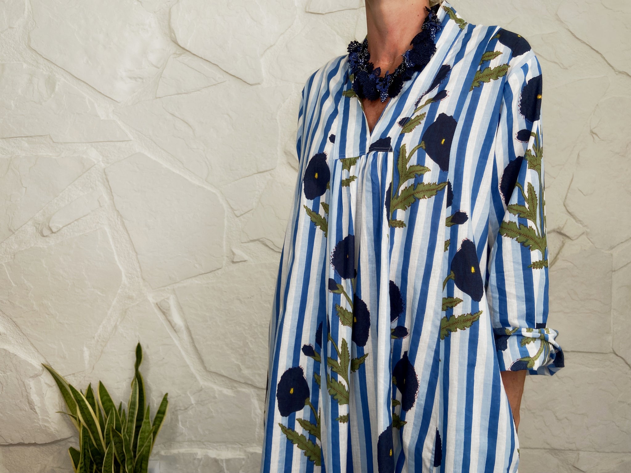 LA ROCHELLE DRESS BLUE STRIPES SPANISH SISTERS