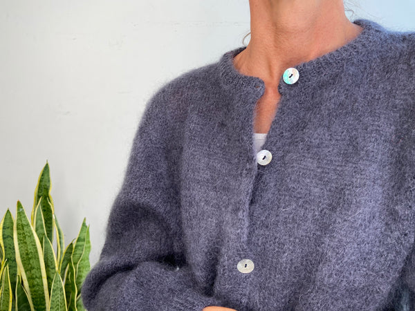 MOHAIR BUTTON CARDIGAN - GREY