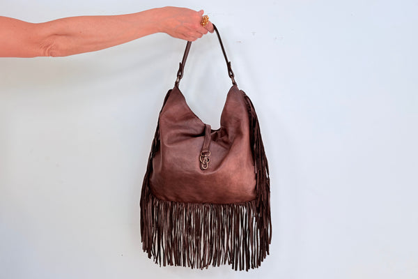 FRINGE BAG -  CHOCOLATE