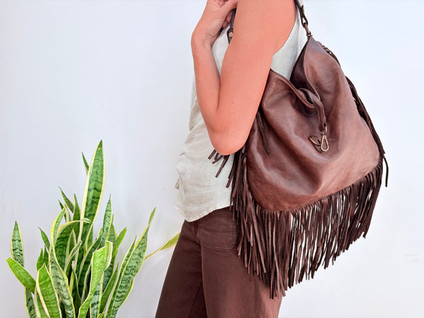 FRINGE BAG -  CHOCOLATE