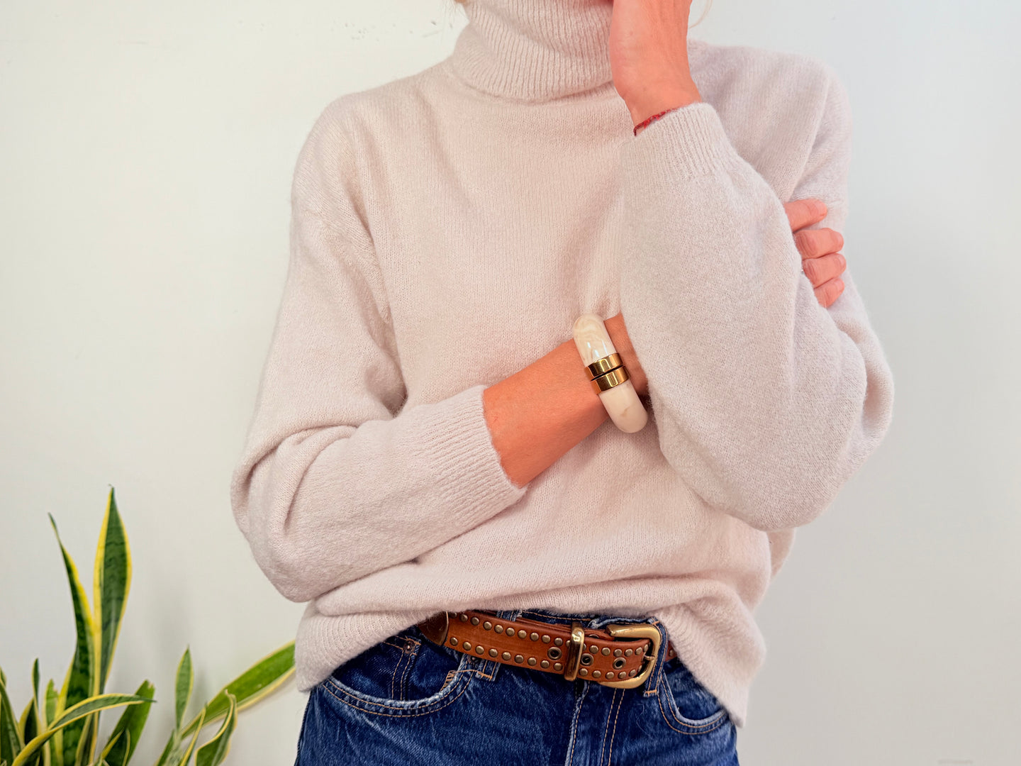 JERSEY GRETA CUELLO VUELTO - CREMA