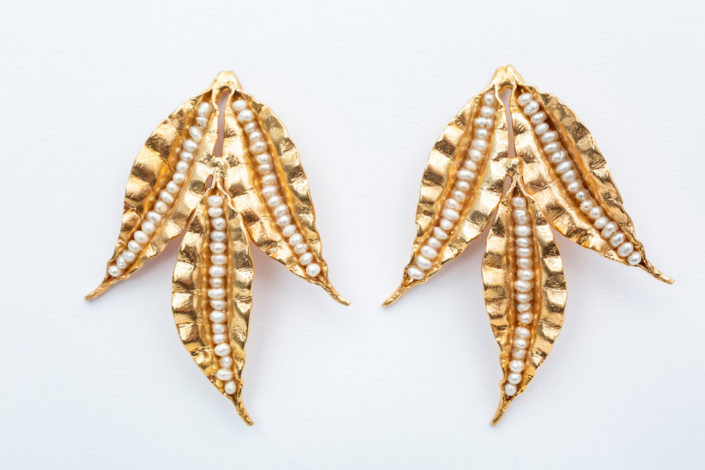 NEW TRIPLE SAUCE EARRING - PEARL