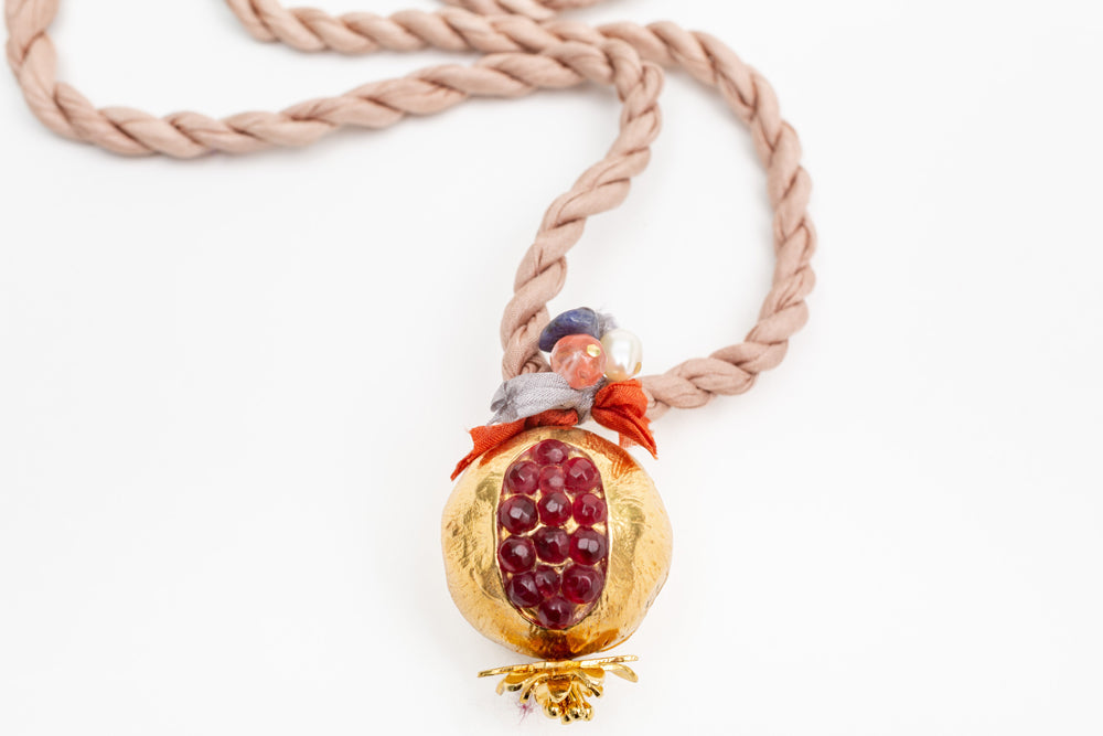 POMEGRANATE SILK PENDANT - BURGUNDY