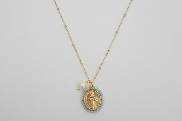 NEW MEDAL NECKLACE - TURQUOISE