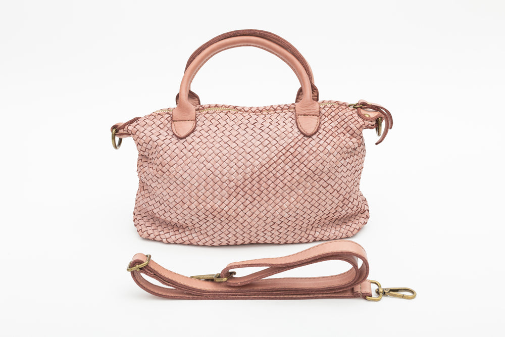 BRAIDED LEATHER BAG PINK