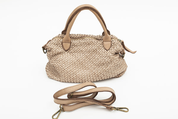 BRAIDED LEATHER BAG STONE