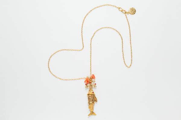 GOLD FISH PENDANT - CORAL