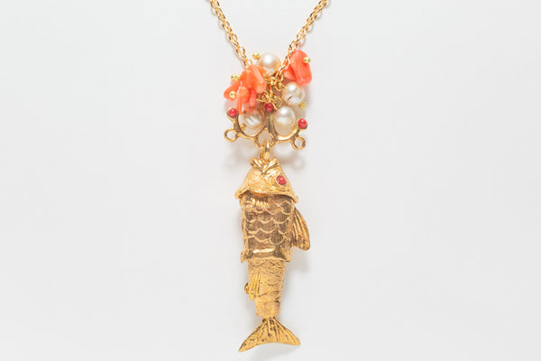 GOLD FISH PENDANT - CORAL