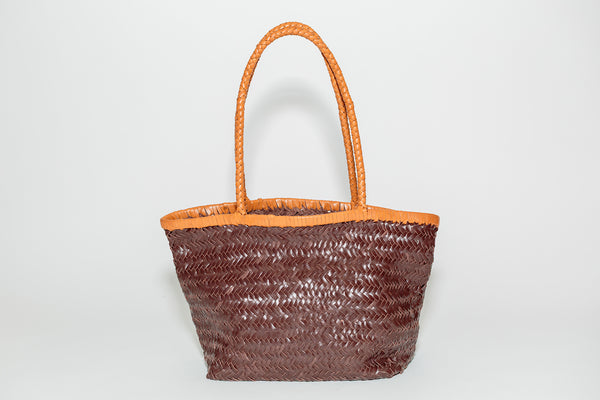 BICOLOR BASKET BAG - CHOCOLATE