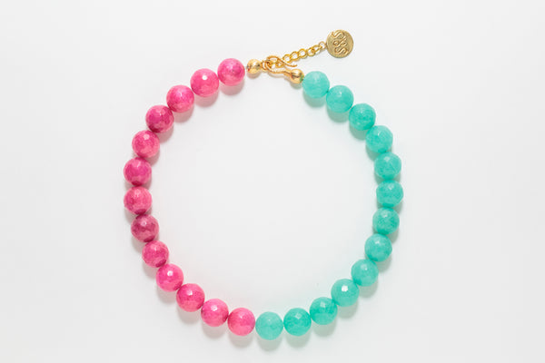 BILMA NECKLACE - FUCCIA AND TURQUOISE
