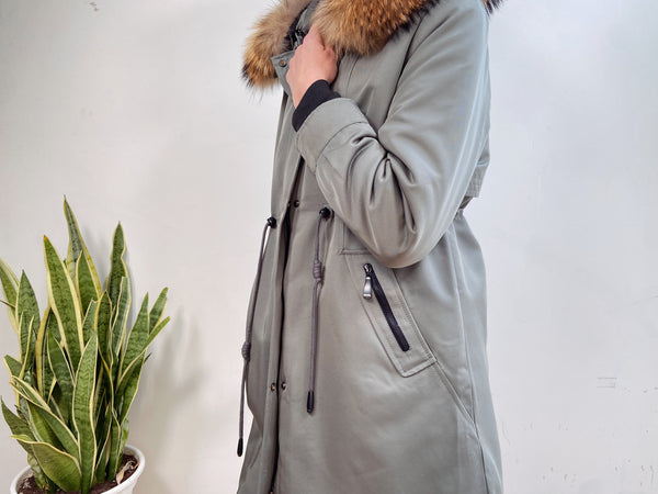 RABBIT/FOX PARKA - GREEN (SIZE L)