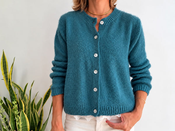 CAROLINE MOHAIR CARDIGAN -AQUA