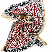 Load image into Gallery viewer, BLOCK PRINT PAREO - GREEN &amp; PINK
