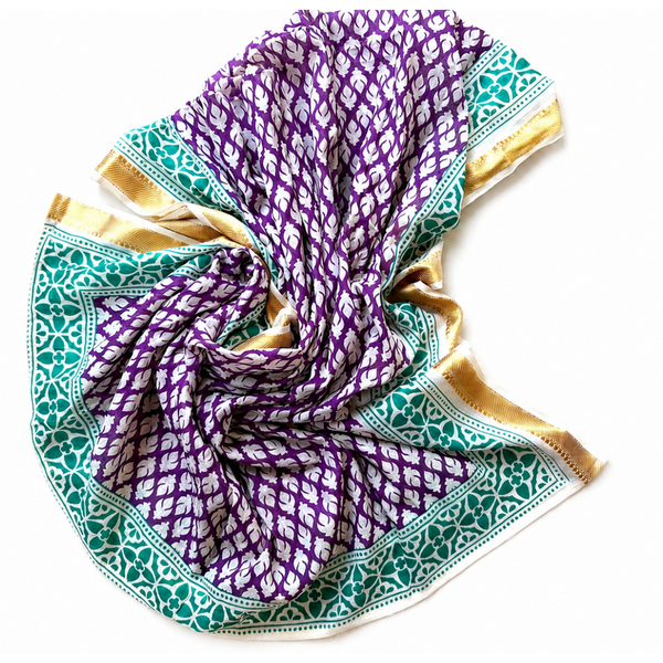 BLOCK PRINT PURPLE- GREEN