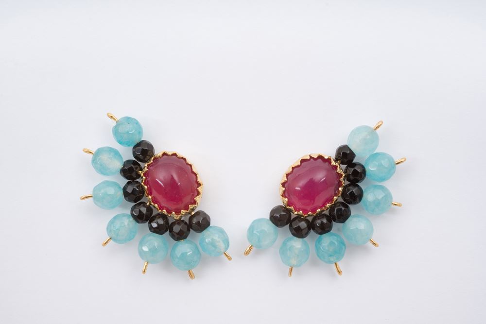 AMETHYST FAN EARRING - PRUNE