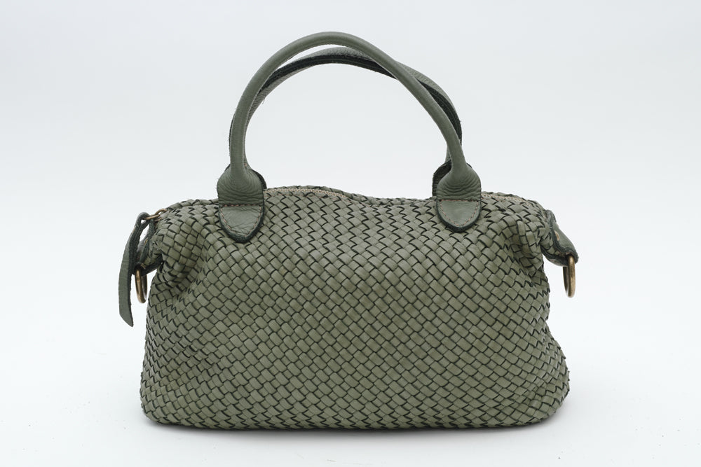 BRAIDED LEATHER BAG GREEN