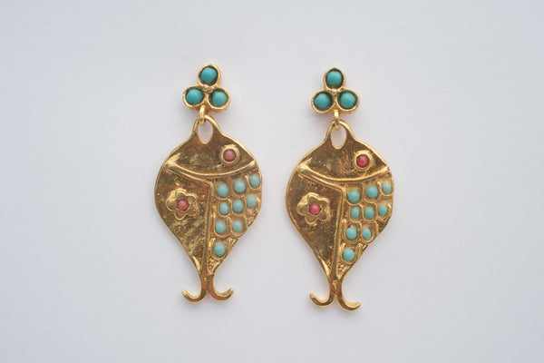FISH EARRING TURQUOISE